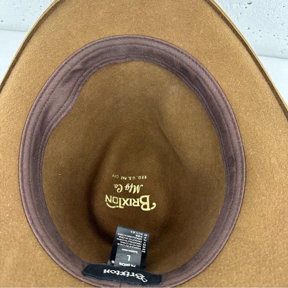 Brixton Size Large 7 1/2 Messer Brown Wool Felt Fedora Hat - Picture 13 of 16